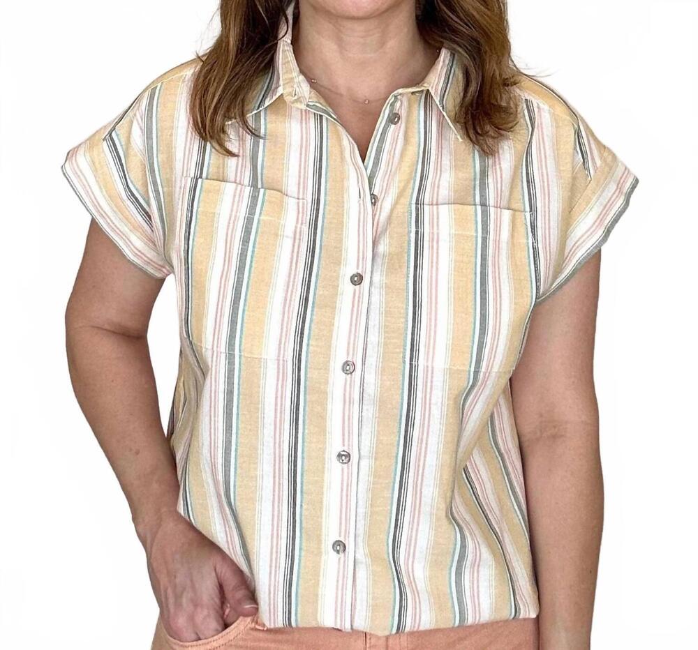 NEW MAHILA teo stripe blouse in pale yellow
